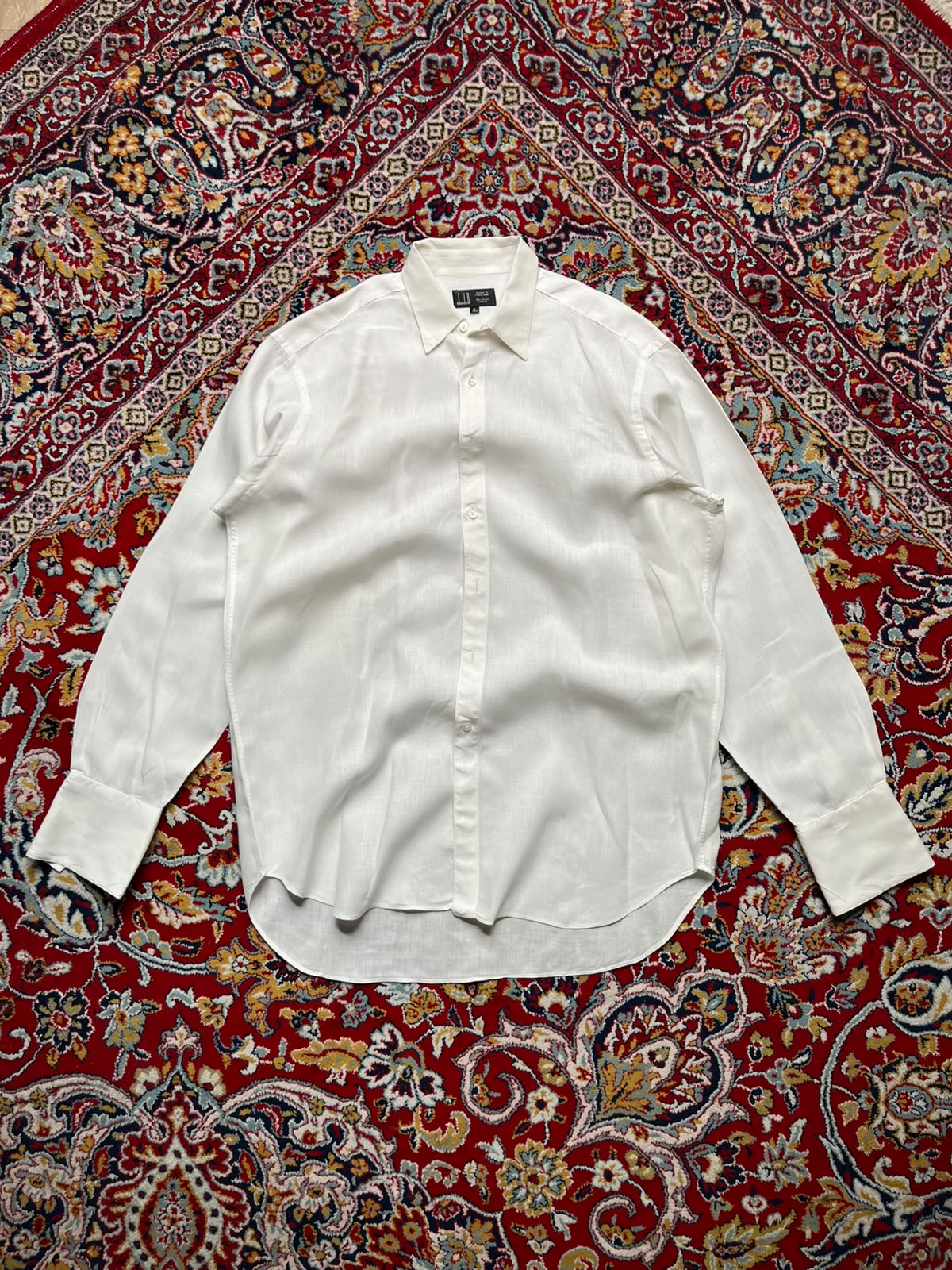 Dunhill Made in England White Pure Linen Button Down Shirt - XL