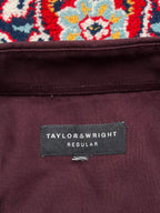 Taylor & Wright Regular Fit Burgundy Button Down Shirt - XL