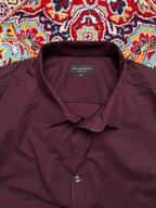 Taylor & Wright Regular Fit Burgundy Button Down Shirt - XL