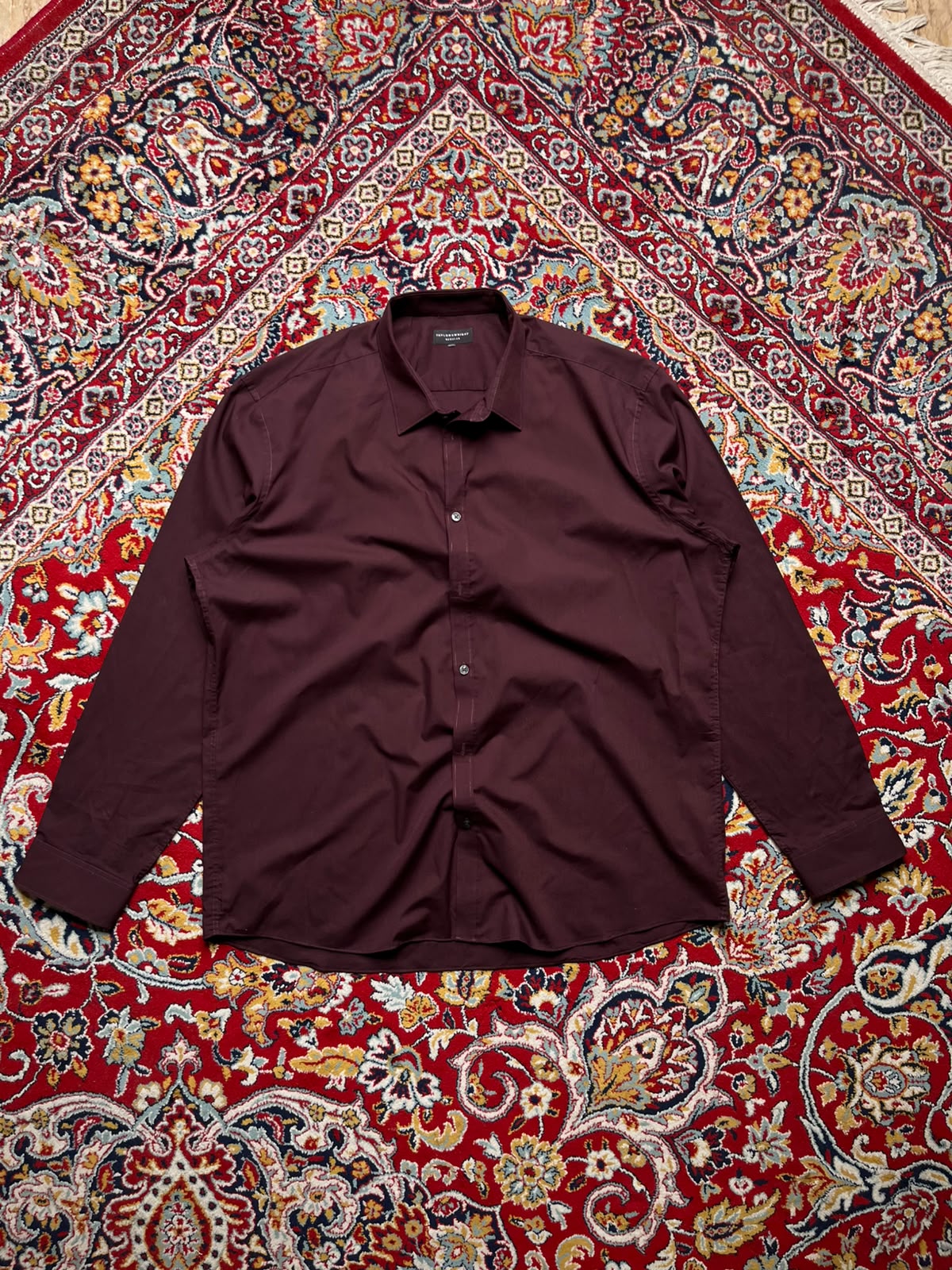 Taylor & Wright Regular Fit Burgundy Button Down Shirt - XL