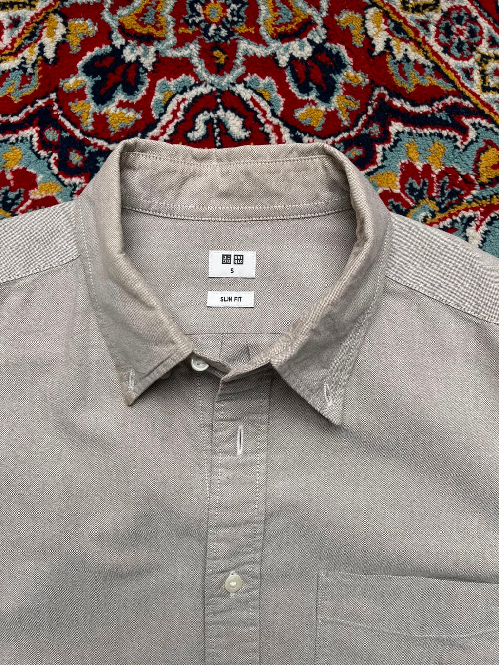 UNIQLO GREY SLIM FIT TextureD Button Down Shirt - S