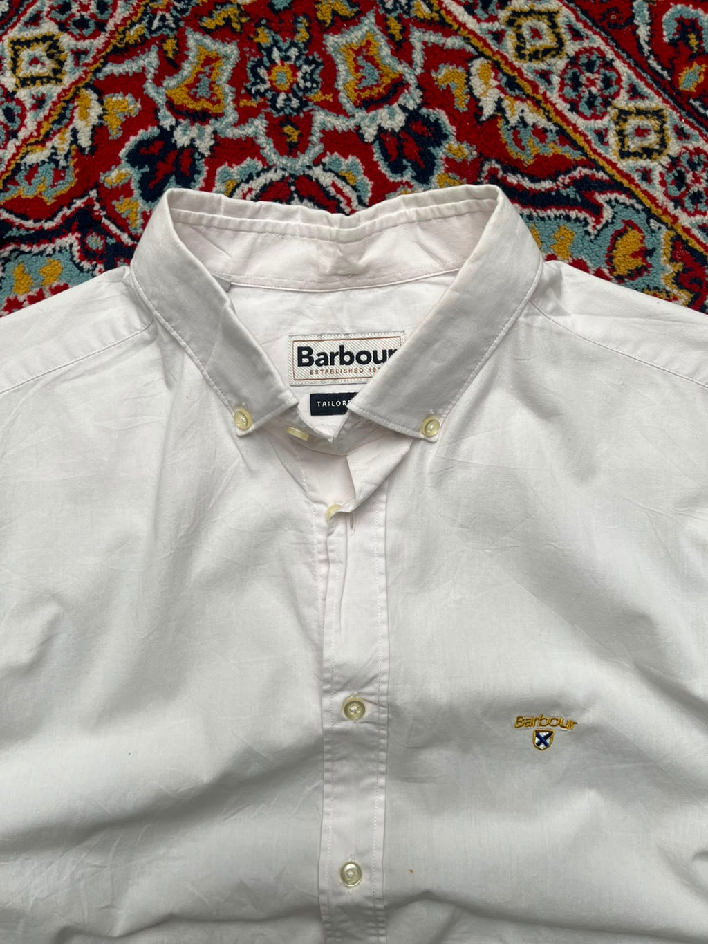 Barbour Super Soft White Tailored Fit Oxford button down shirt - L