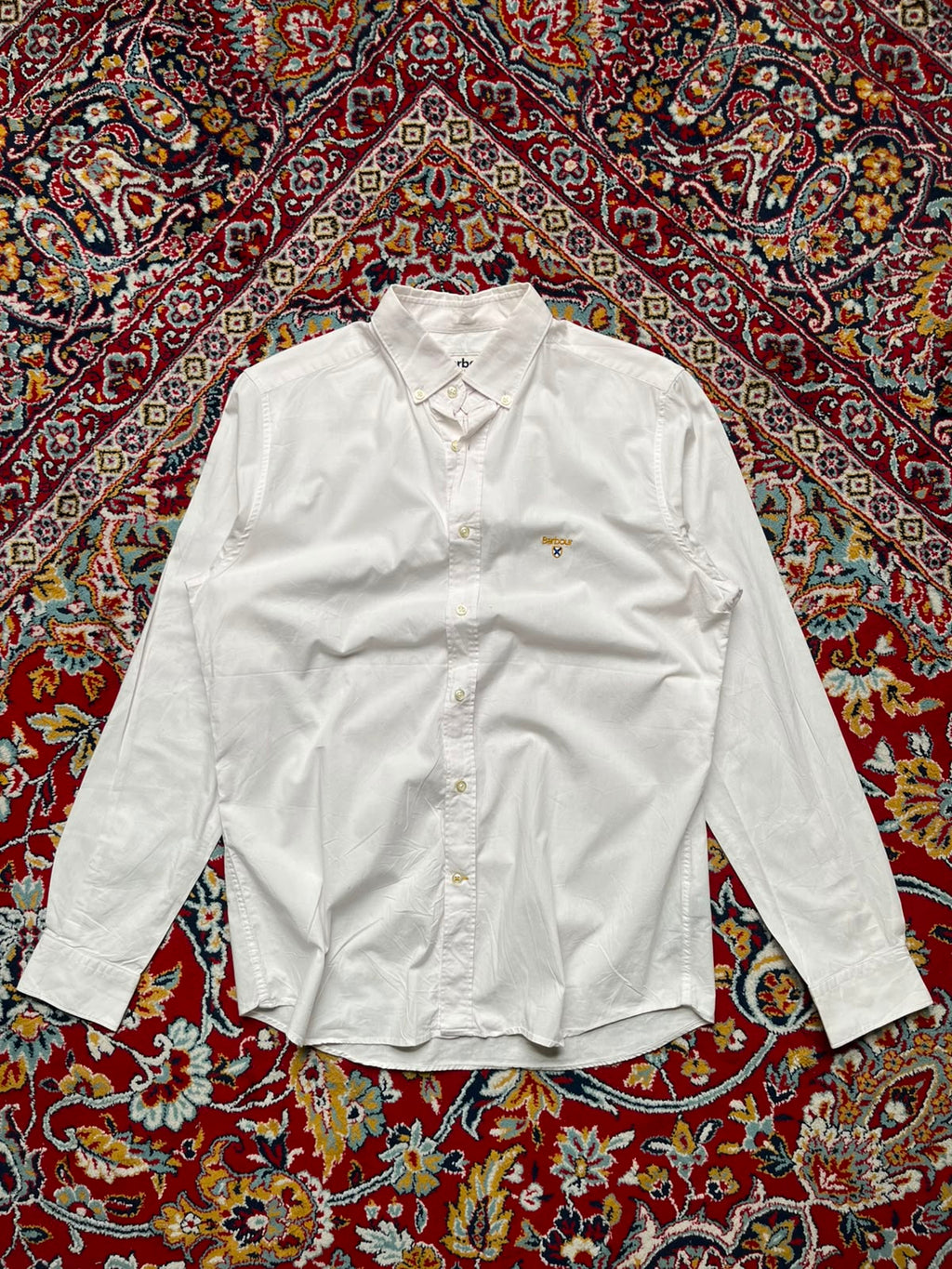 Barbour Super Soft White Tailored Fit Oxford button down shirt - L