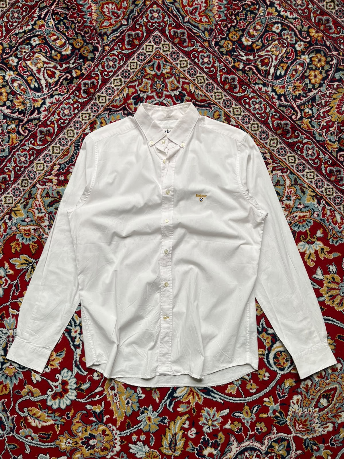 Barbour Super Soft White Tailored Fit Oxford button down shirt - L