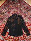 VDT Via Dutto Abstract Brushstroke Pleated Textured Button Down Shirt - M