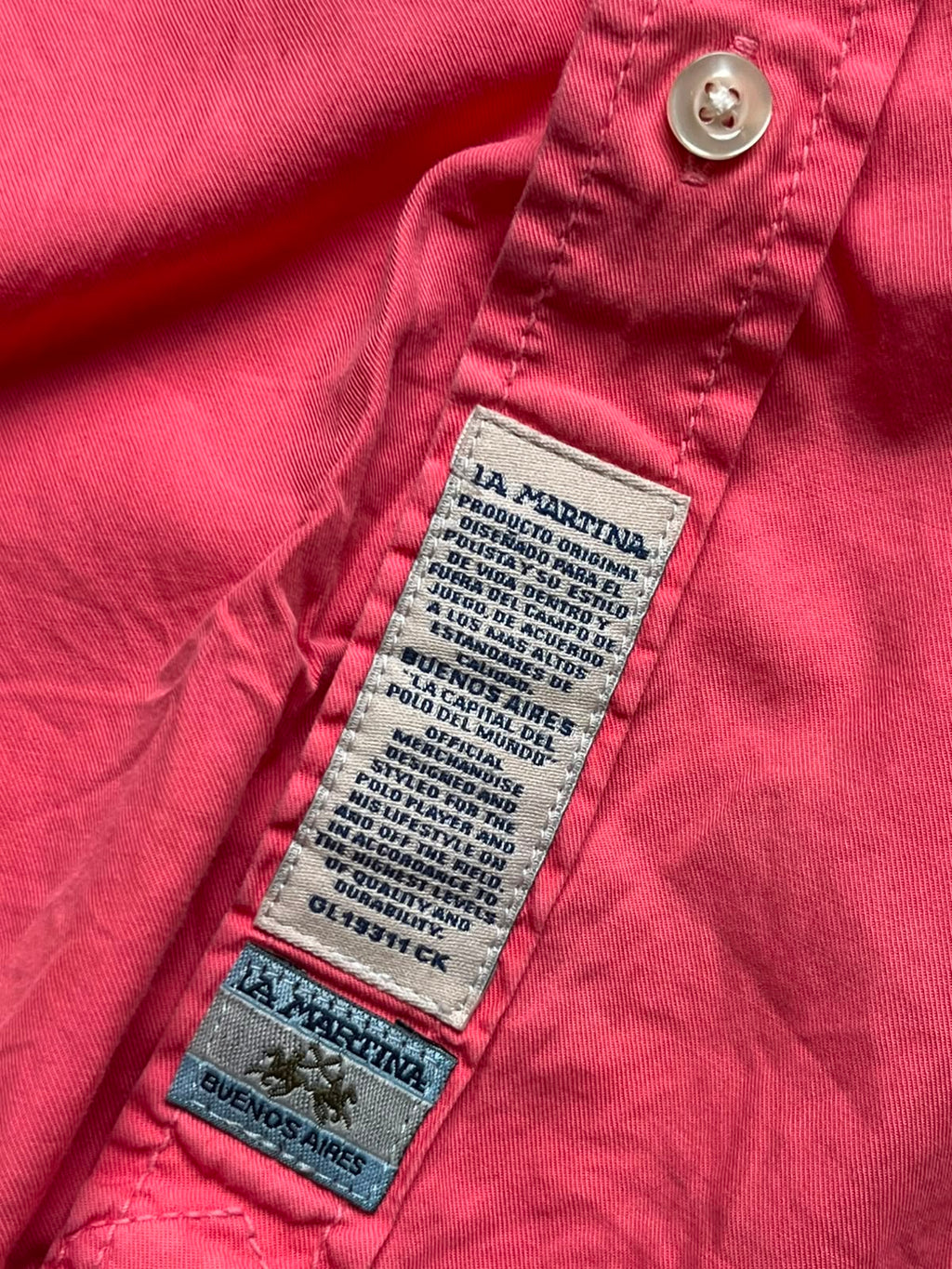 La Martina Buenos Aires Polo Club Pink Button Down Shirt - XL