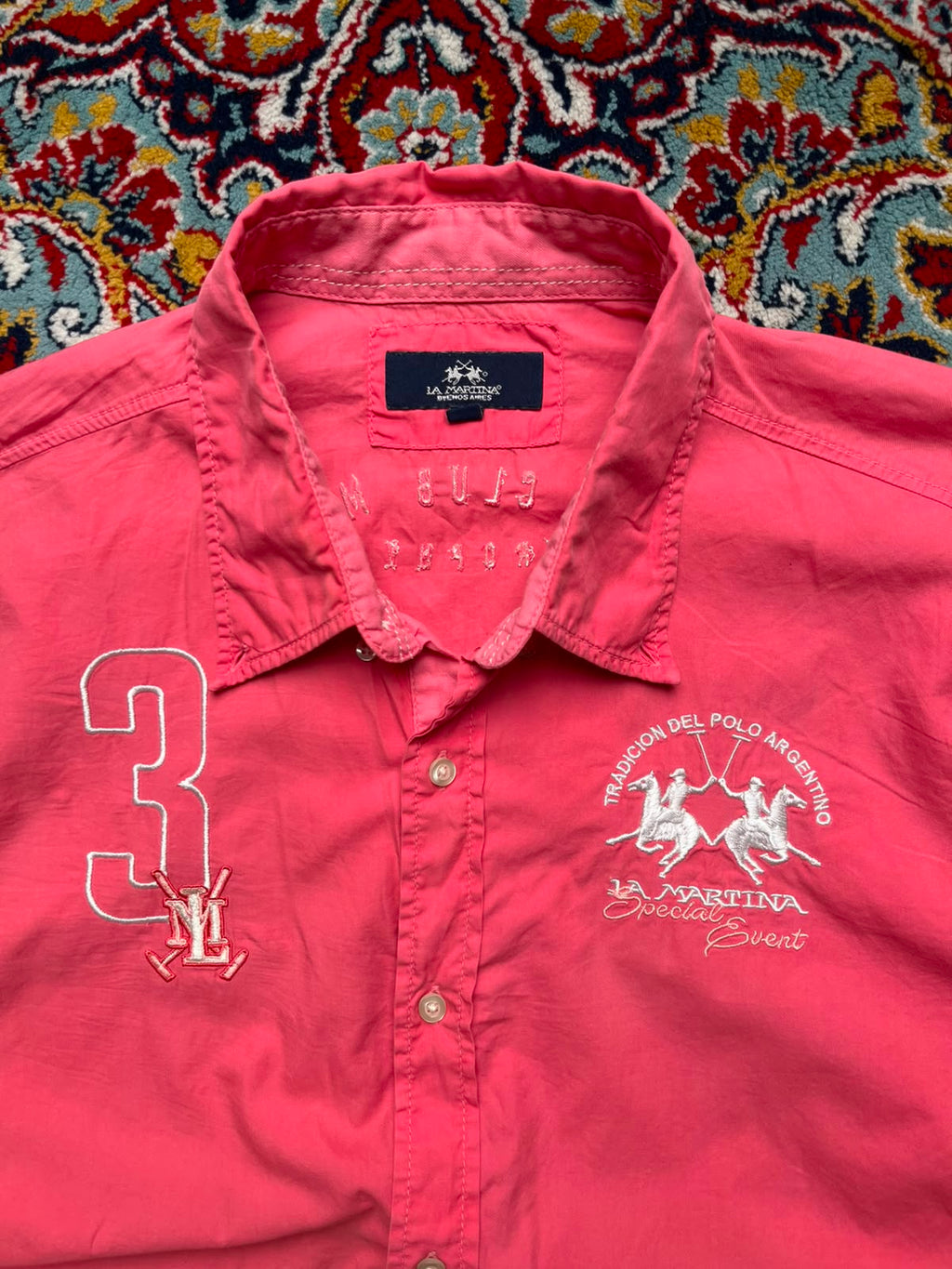 La Martina Buenos Aires Polo Club Pink Button Down Shirt - XL