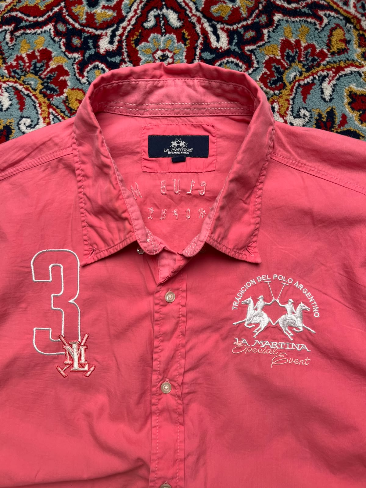 La Martina Buenos Aires Polo Club Pink Button Down Shirt - XL