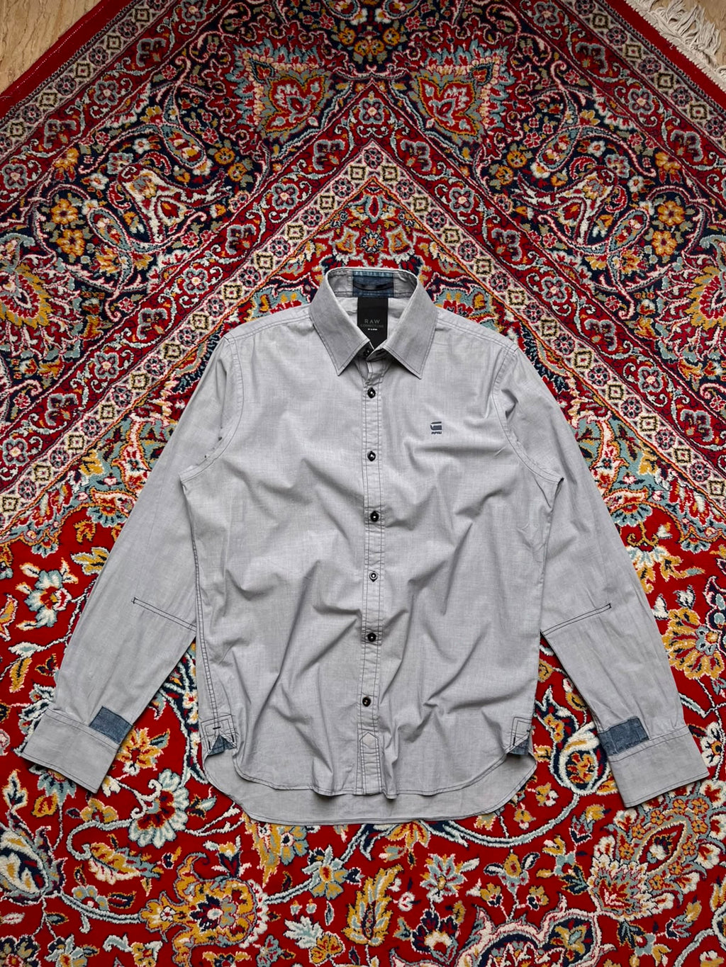 G-Star Raw Correctline Grey Chambray Button Down Shirt - L