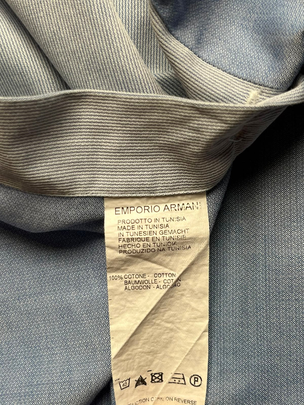 Emporio Armani Light Blue Micro Stripe Button Down Shirt - M