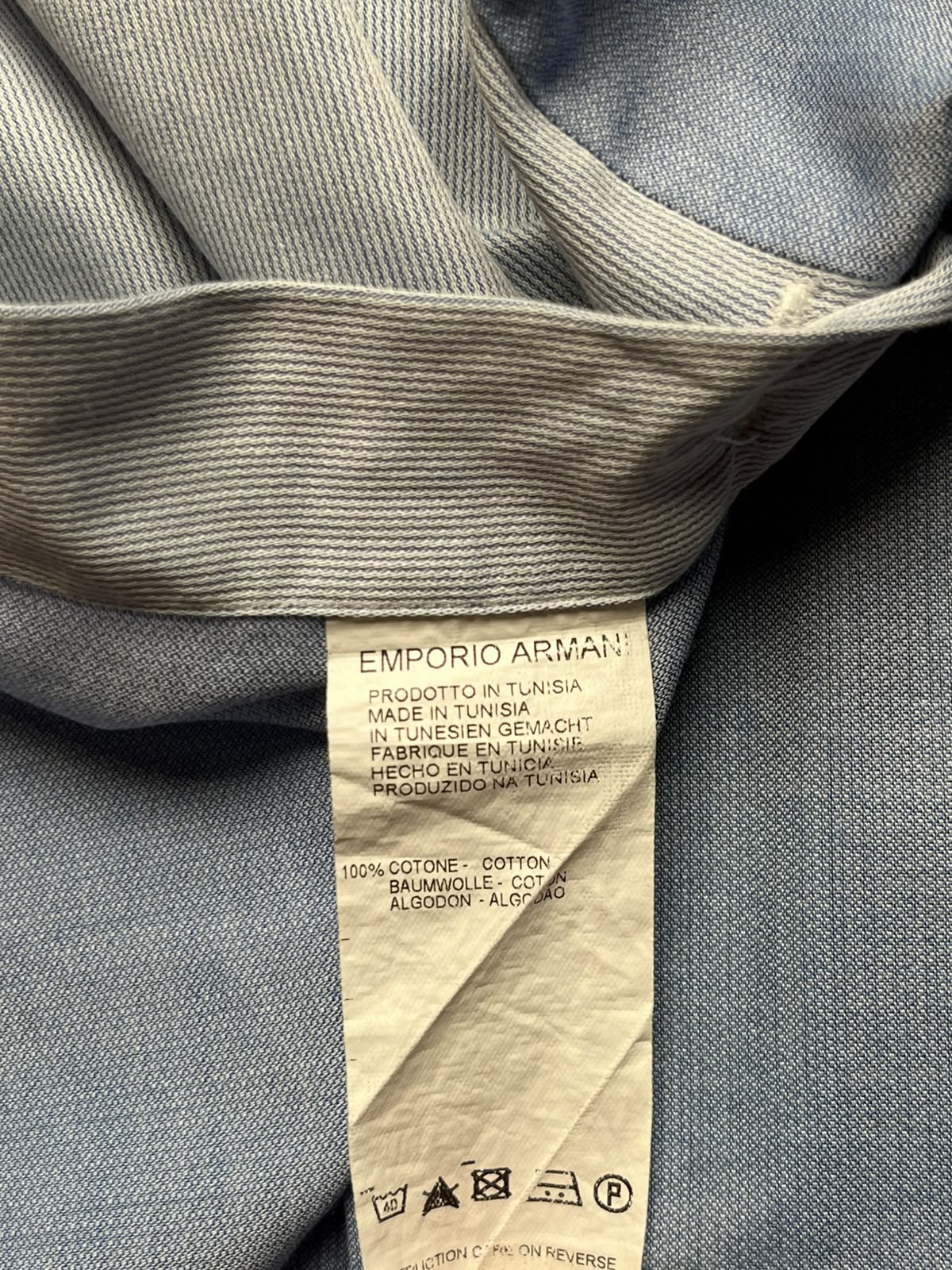 Emporio Armani Light Blue Micro Stripe Button Down Shirt - M
