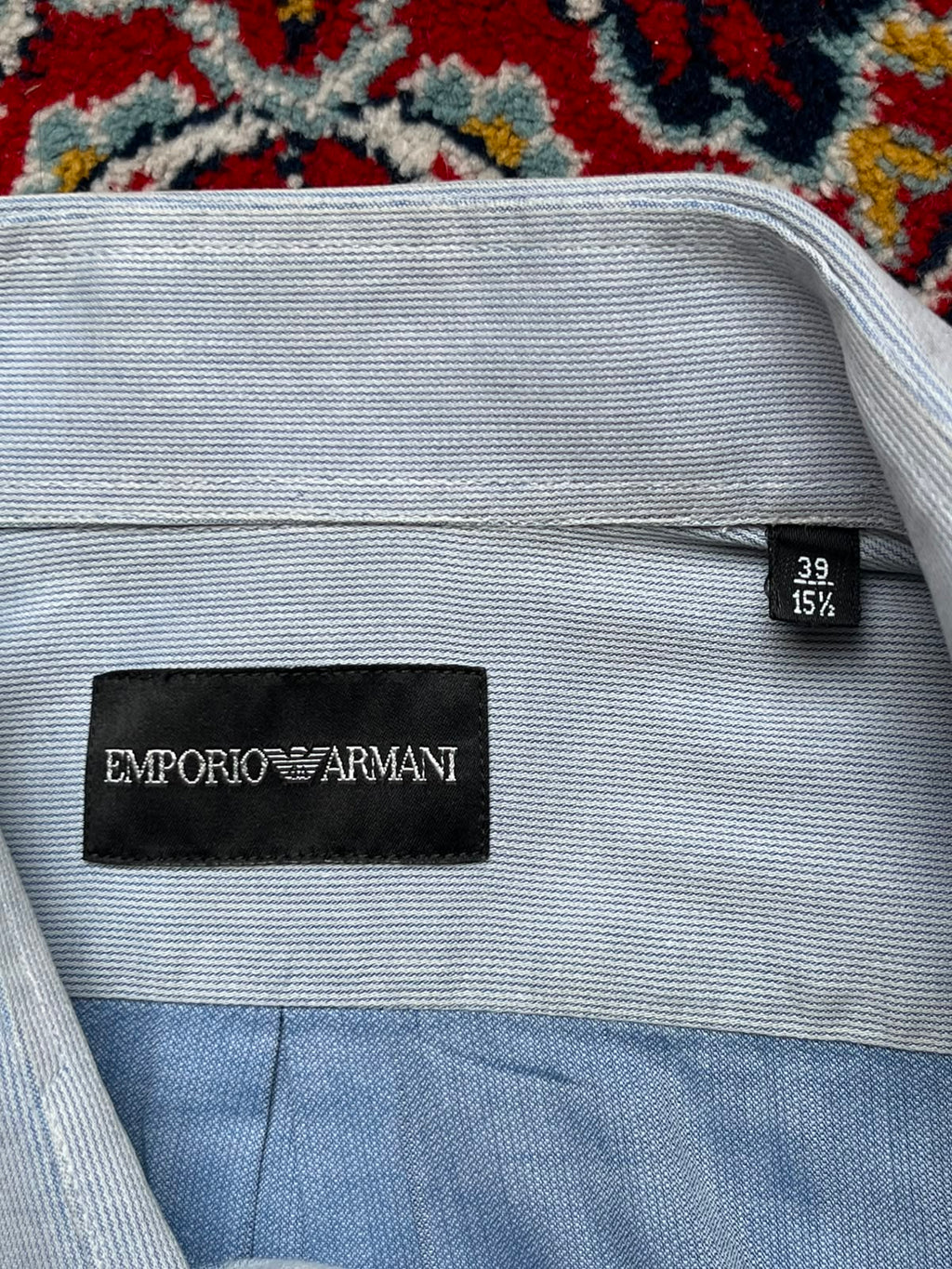 Emporio Armani Light Blue Micro Stripe Button Down Shirt - M