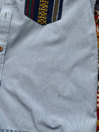 Desigual Man Patchwork Striped Pattern Button Down Shirt - M