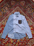 Desigual Man Patchwork Striped Pattern Button Down Shirt - M