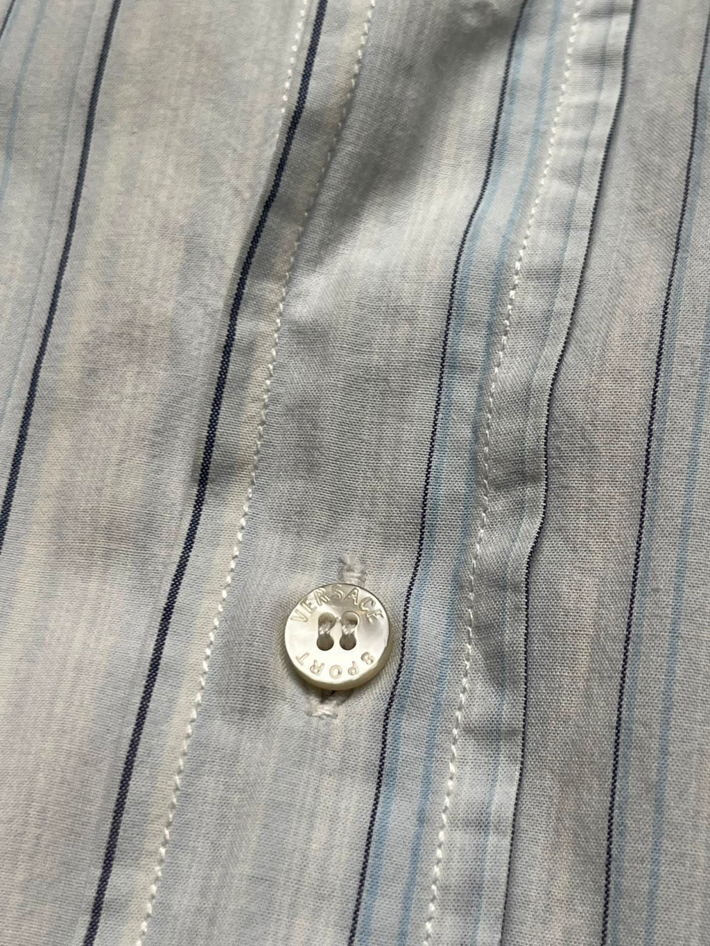 Vintage Versace Sport Vertical Striped Button Down Shirt - L