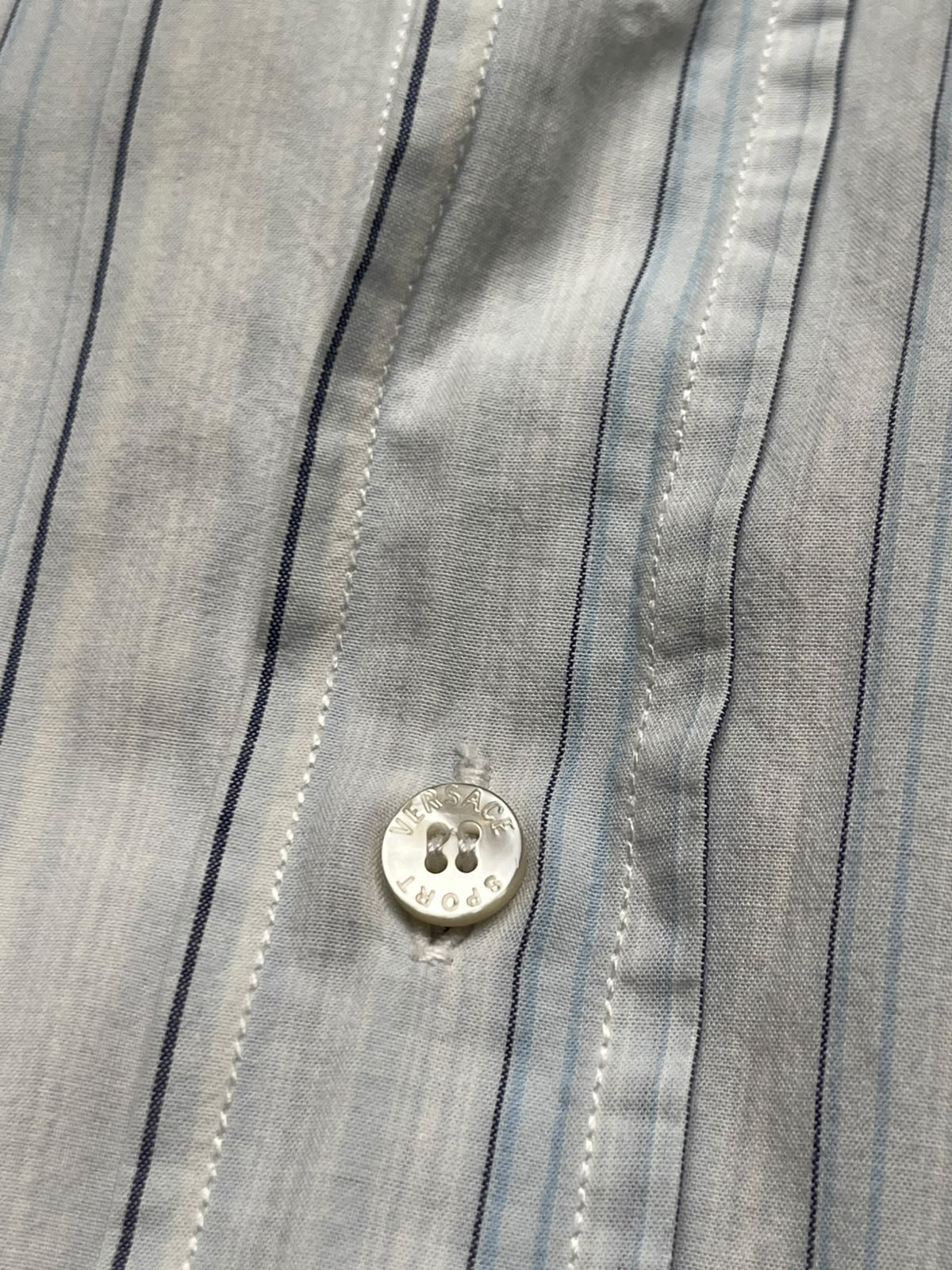Vintage Versace Sport Vertical Striped Button Down Shirt - L