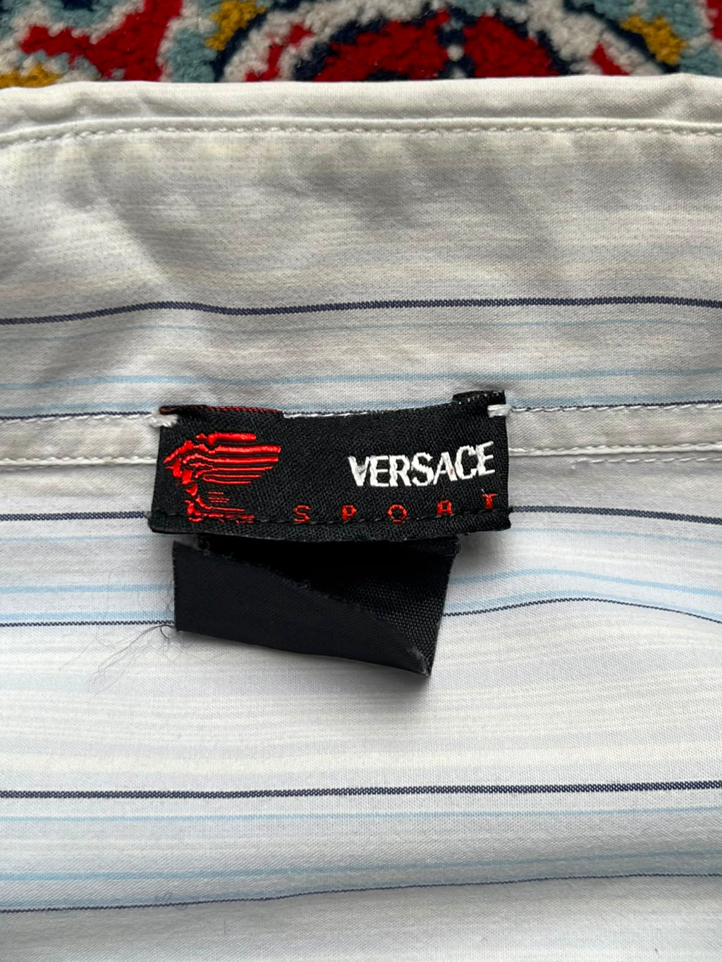 Vintage Versace Sport Vertical Striped Button Down Shirt - L