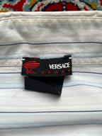 Vintage Versace Sport Vertical Striped Button Down Shirt - L