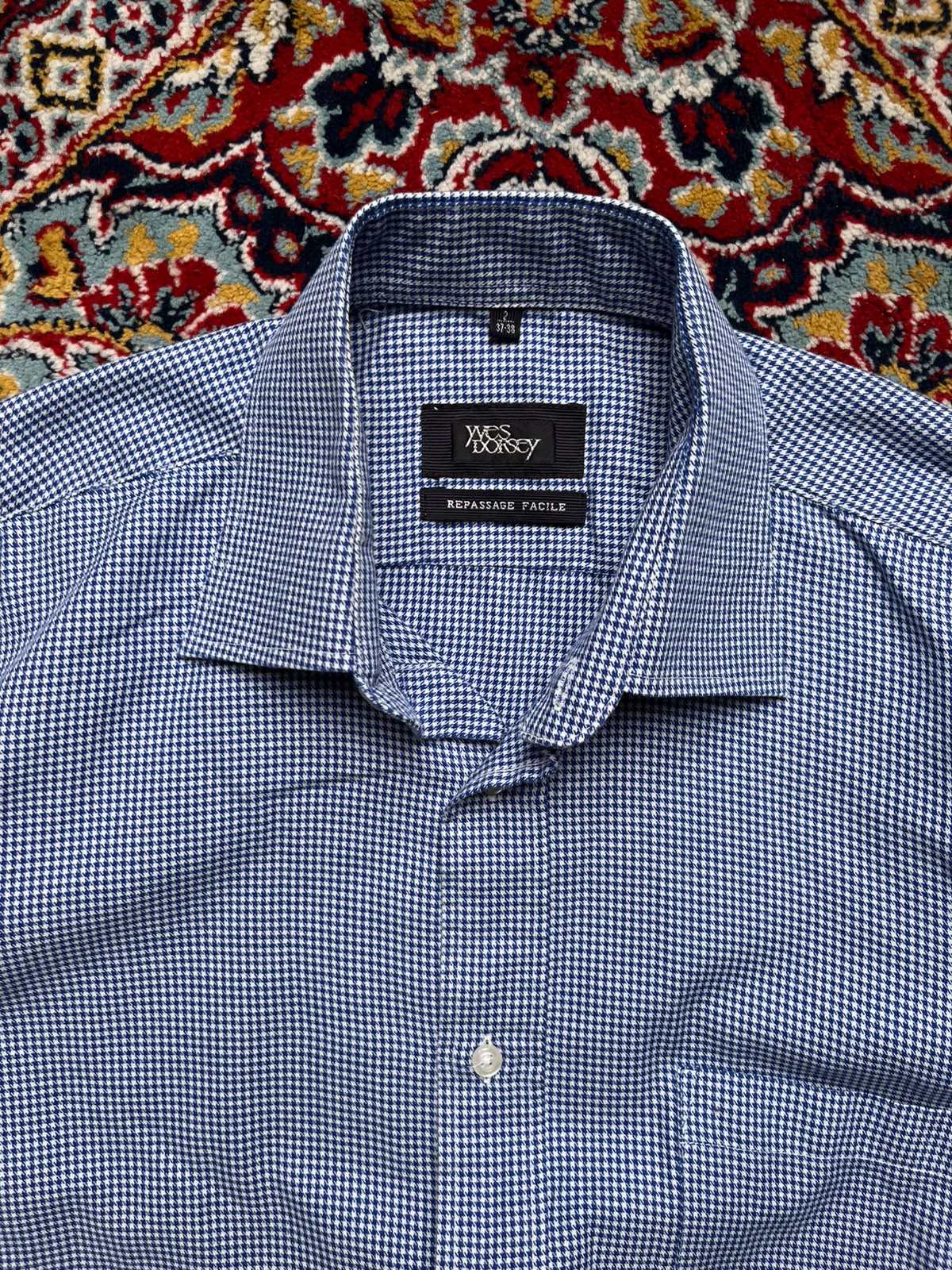 Yves Dorsey Repassage Facile Houndstooth Button Down Shirt - S
