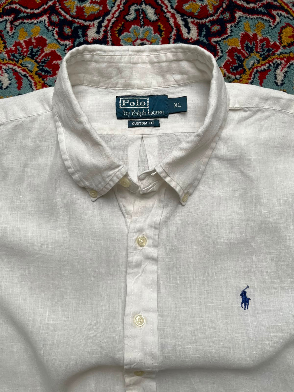 Polo Ralph Lauren Custom Fit Solid White Linen Button Down Shirt- XL