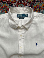 Polo Ralph Lauren Custom Fit Solid White Linen Button Down Shirt- XL
