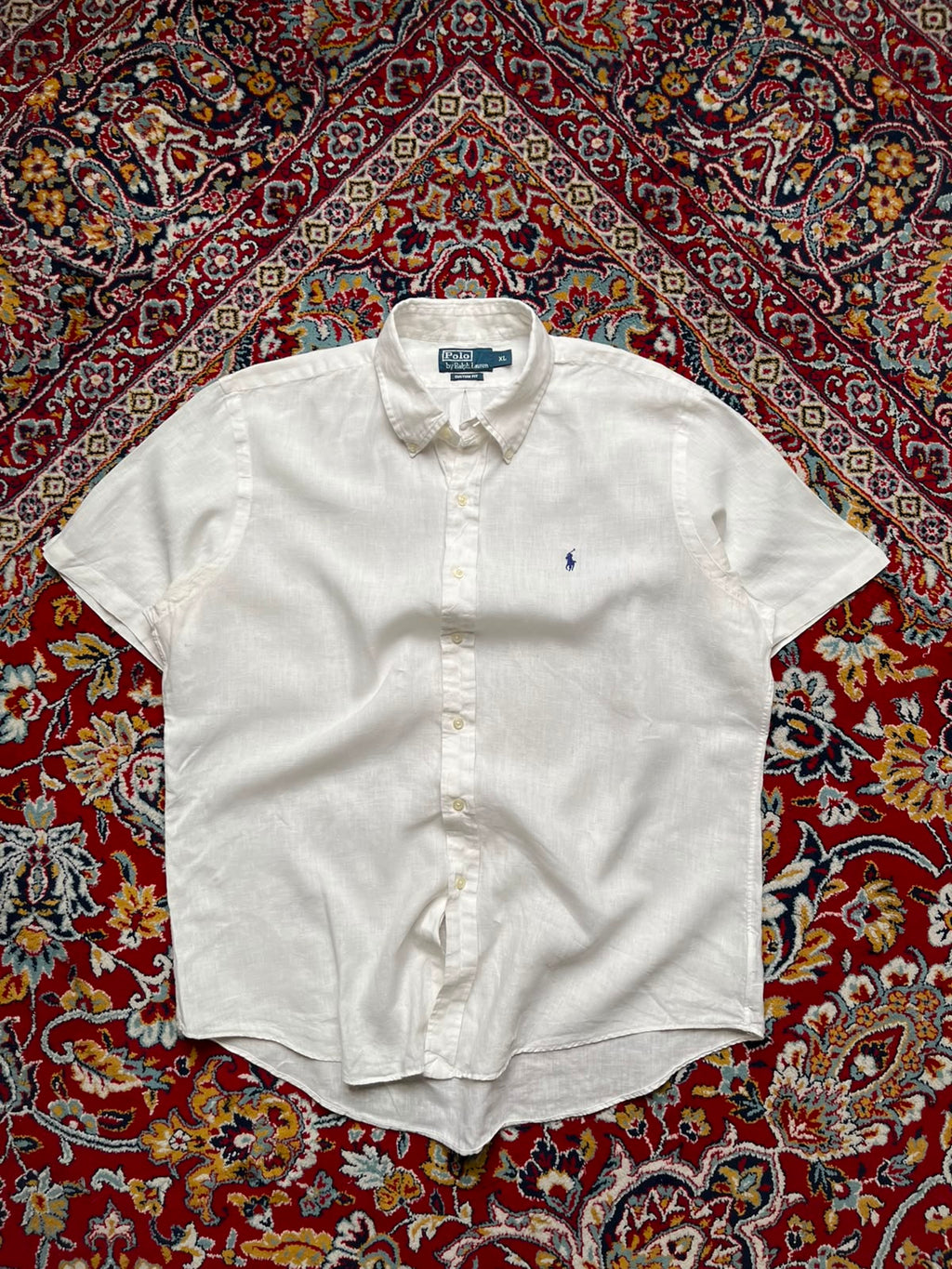 Polo Ralph Lauren Custom Fit Solid White Linen Button Down Shirt- XL