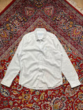 Calvin Klein Jeans White Slim Fit Cotton Linen Blend Button Down Shirt - XL