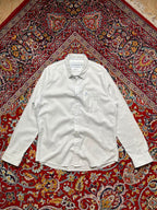 Calvin Klein Jeans White Slim Fit Cotton Linen Blend Button Down Shirt - XL