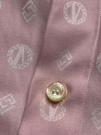 Versace Collection Pink All Over Monogram Pattern Silk Button Down Shirt - L
