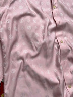 Versace Collection Pink All Over Monogram Pattern Silk Button Down Shirt - L