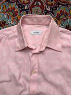 Versace Collection Pink All Over Monogram Pattern Silk Button Down Shirt - L