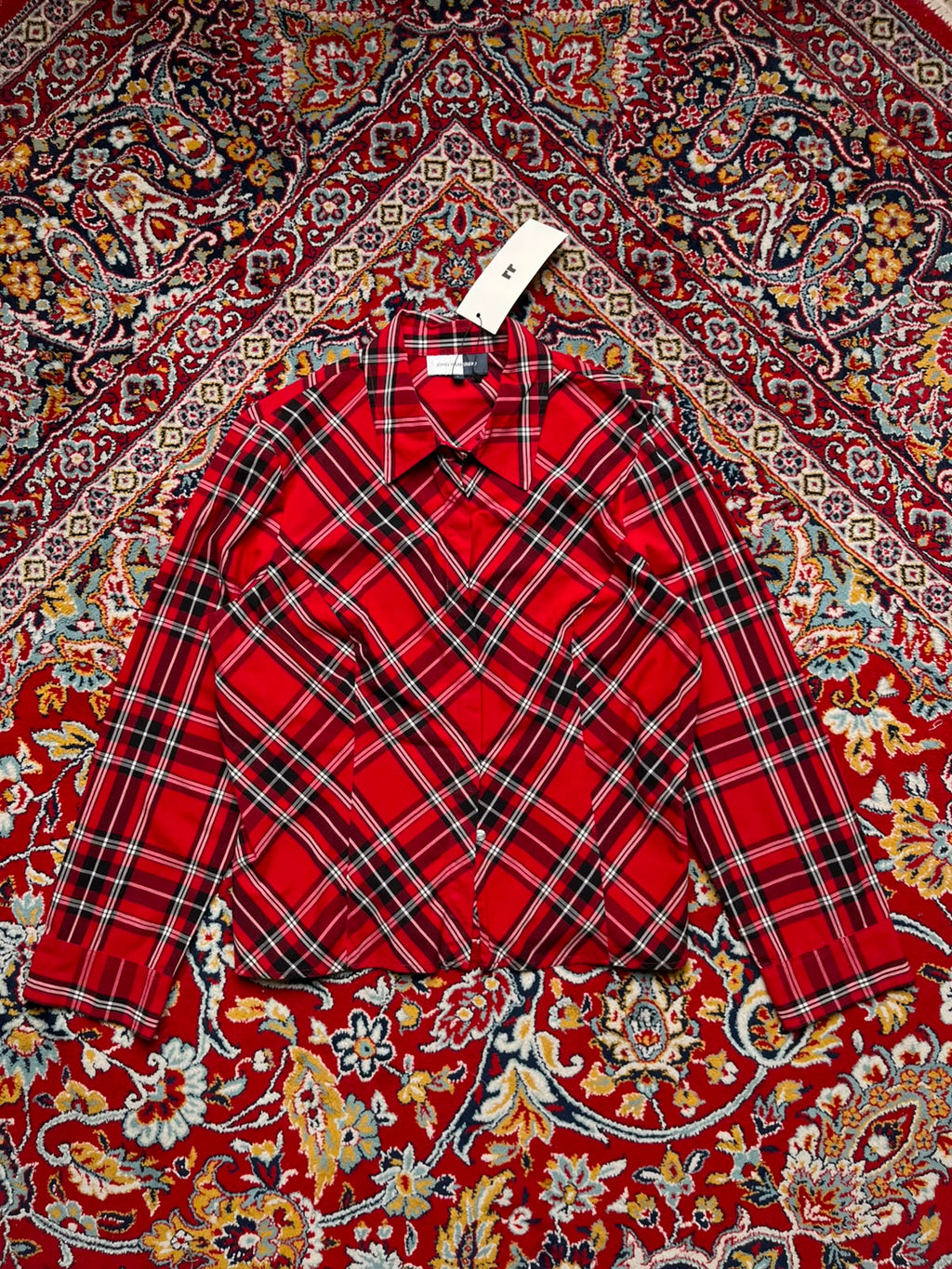 Jones Wear Studio Red Plaid Tartan Check Cotton Button Down Shirt - L