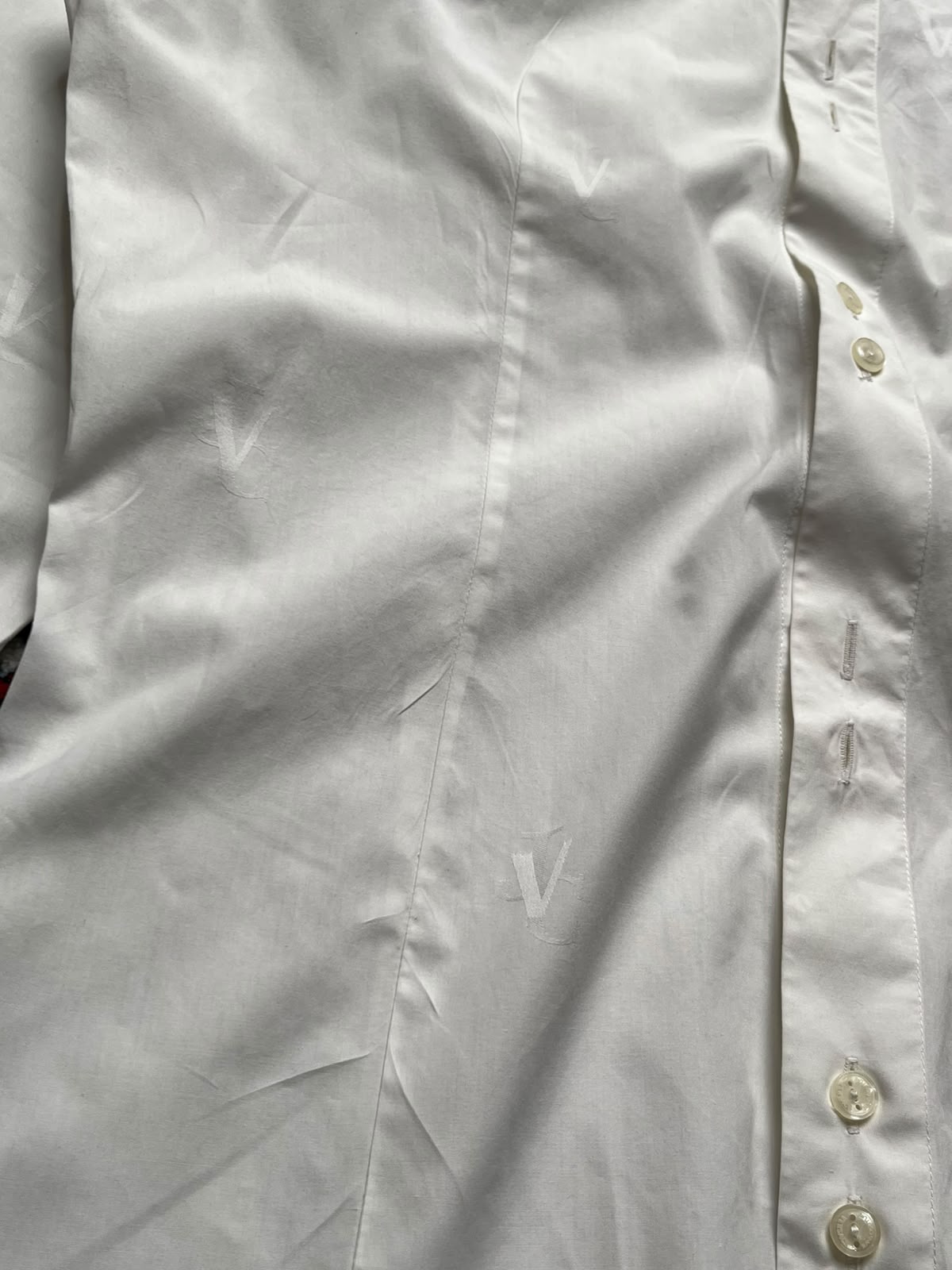 Versace Slim Fit White Jacquard Monogram Pattern Button Down Shirt - M