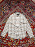 MASSIMO DUTTI FINEST FABRIC Beige Grey Plaid Casual BUTTON DOWN SHIRT - L
