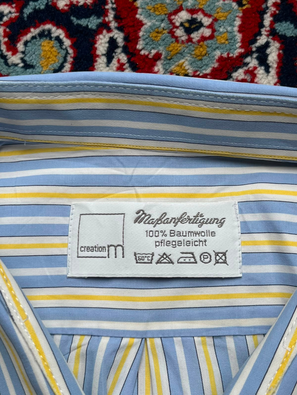CREATION M Multi Color Striped Cotton BUTTON DOWN SHIRT - XL