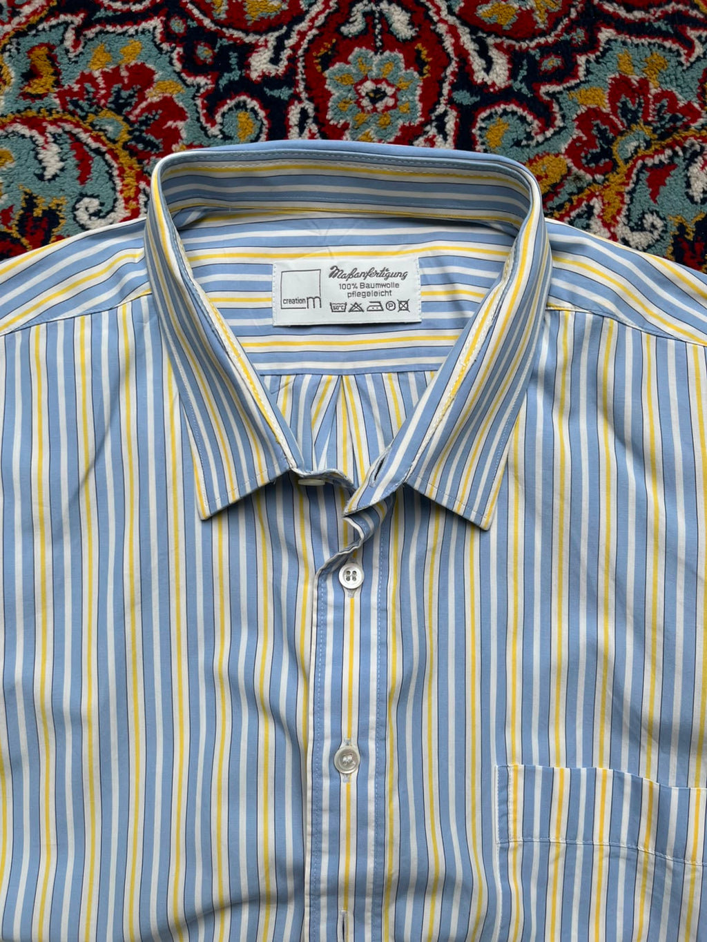 CREATION M Multi Color Striped Cotton BUTTON DOWN SHIRT - XL