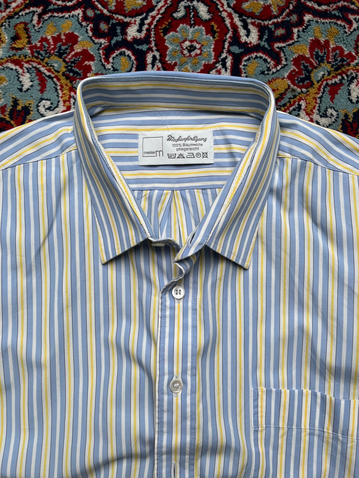 CREATION M Multi Color Striped Cotton BUTTON DOWN SHIRT - XL