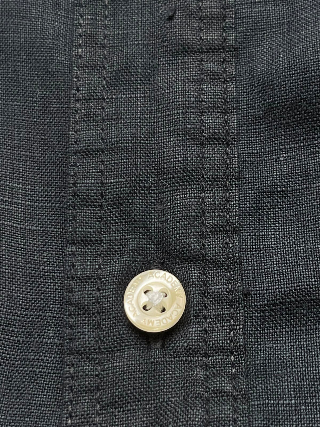 THE ACADEMY BRAND Solid Black Linen BUTTON DOWN SHIRT - L
