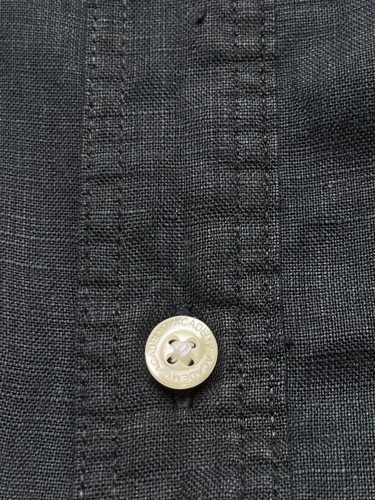 THE ACADEMY BRAND Solid Black Linen BUTTON DOWN SHIRT - L