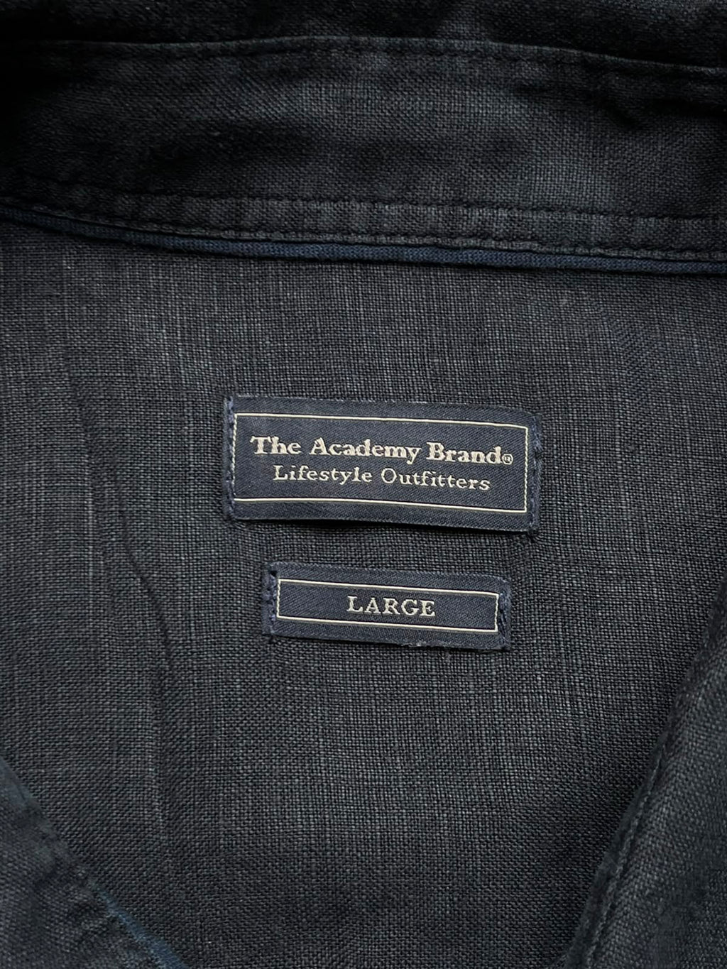 THE ACADEMY BRAND Solid Black Linen BUTTON DOWN SHIRT - L