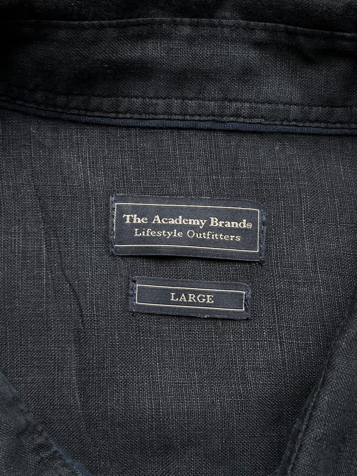 THE ACADEMY BRAND Solid Black Linen BUTTON DOWN SHIRT - L