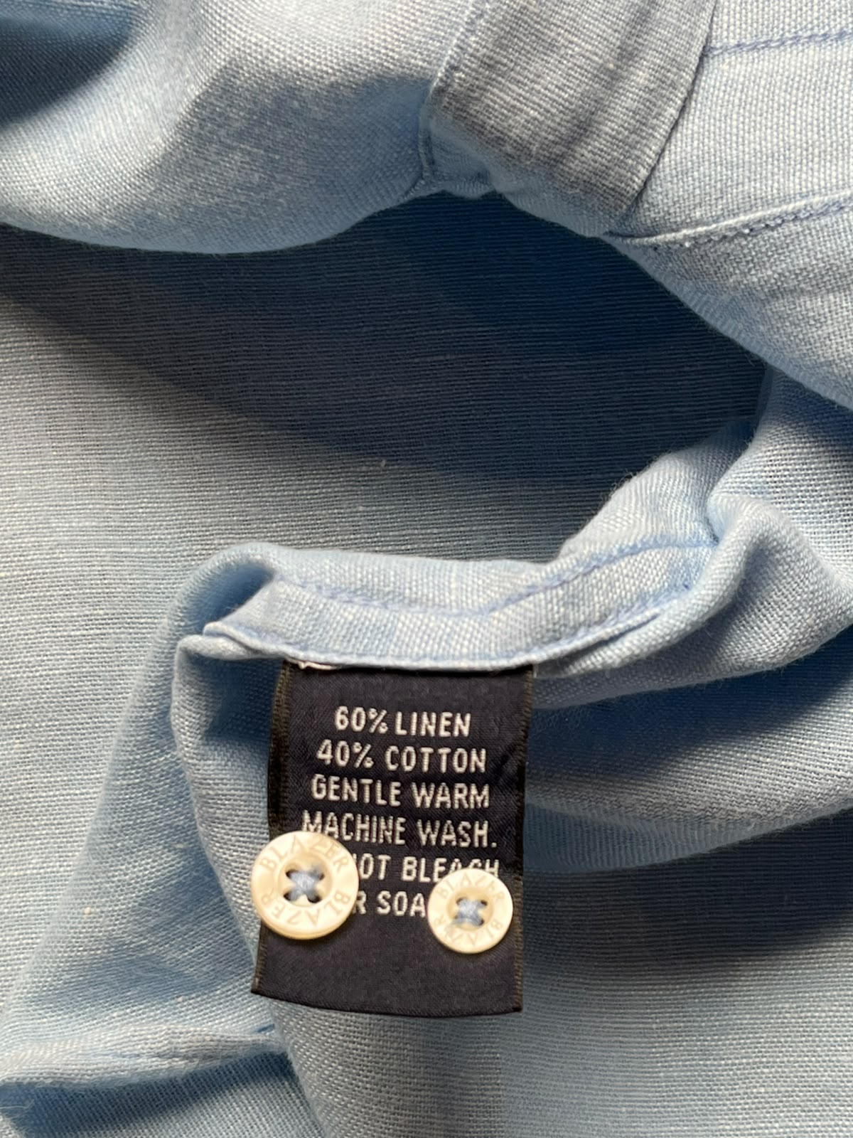 BLAZER Light Blue Linen Cotton Blend Classic Fit Casual BUTTON DOWN SHIRT - XL