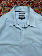 BLAZER Light Blue Linen Cotton Blend Classic Fit Casual BUTTON DOWN SHIRT - XL