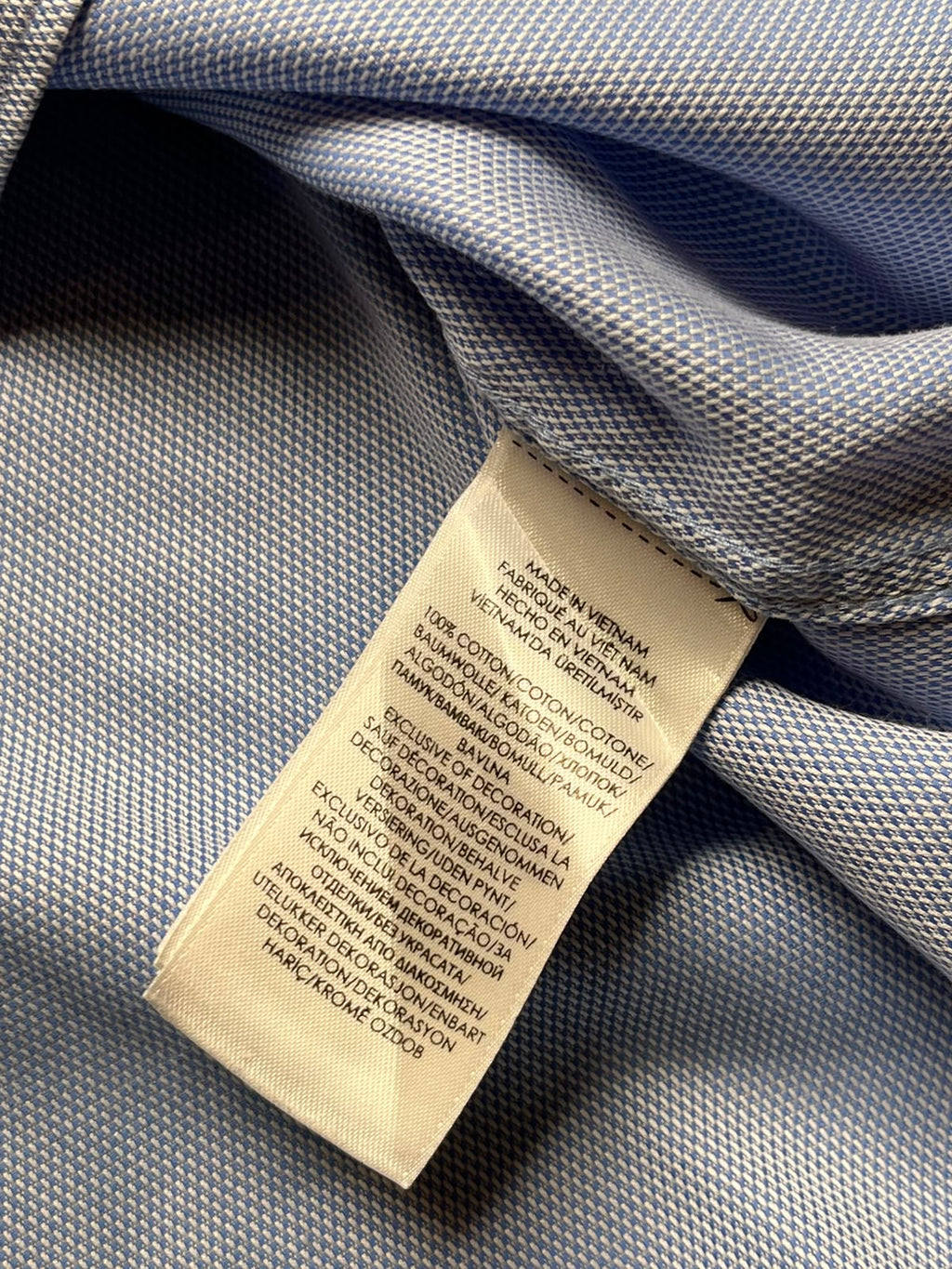 POLO RALPH LAUREN Light Blue Textured Cotton BUTTON DOWN SHIRT - XL