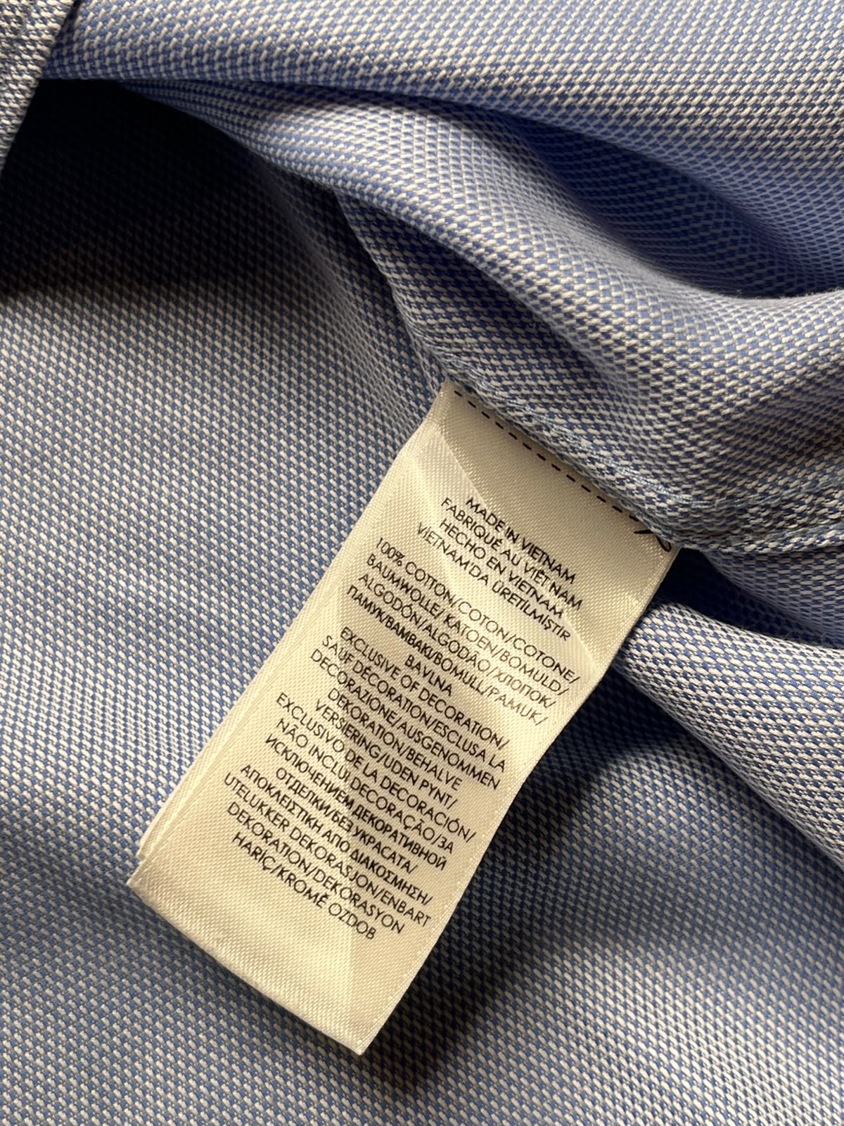 POLO RALPH LAUREN Light Blue Textured Cotton BUTTON DOWN SHIRT - XL