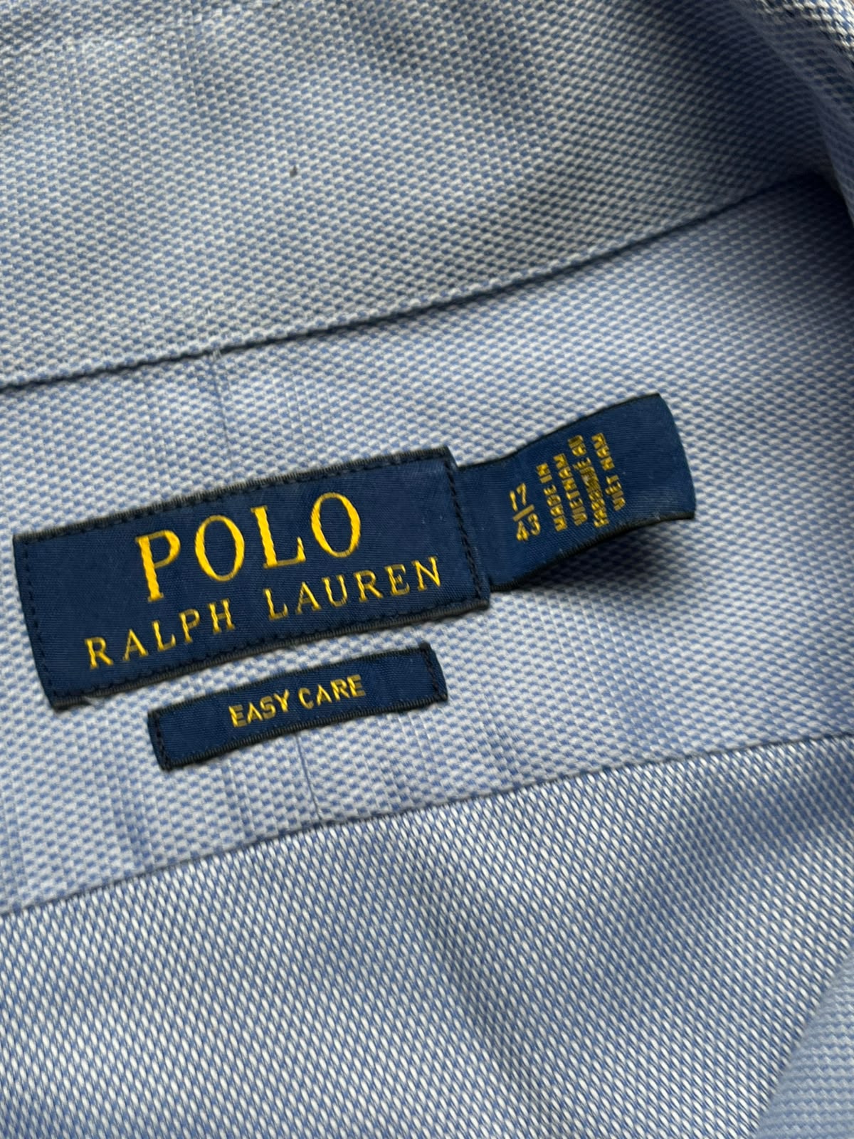 POLO RALPH LAUREN Light Blue Textured Cotton BUTTON DOWN SHIRT - XL