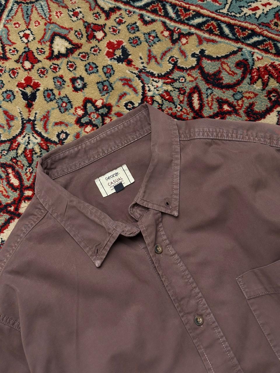 George CHOCOLATE BROWN Casual BUTTON DOWN SHIRT - L
