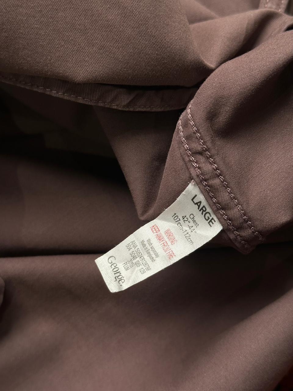 George CHOCOLATE BROWN Casual BUTTON DOWN SHIRT - L