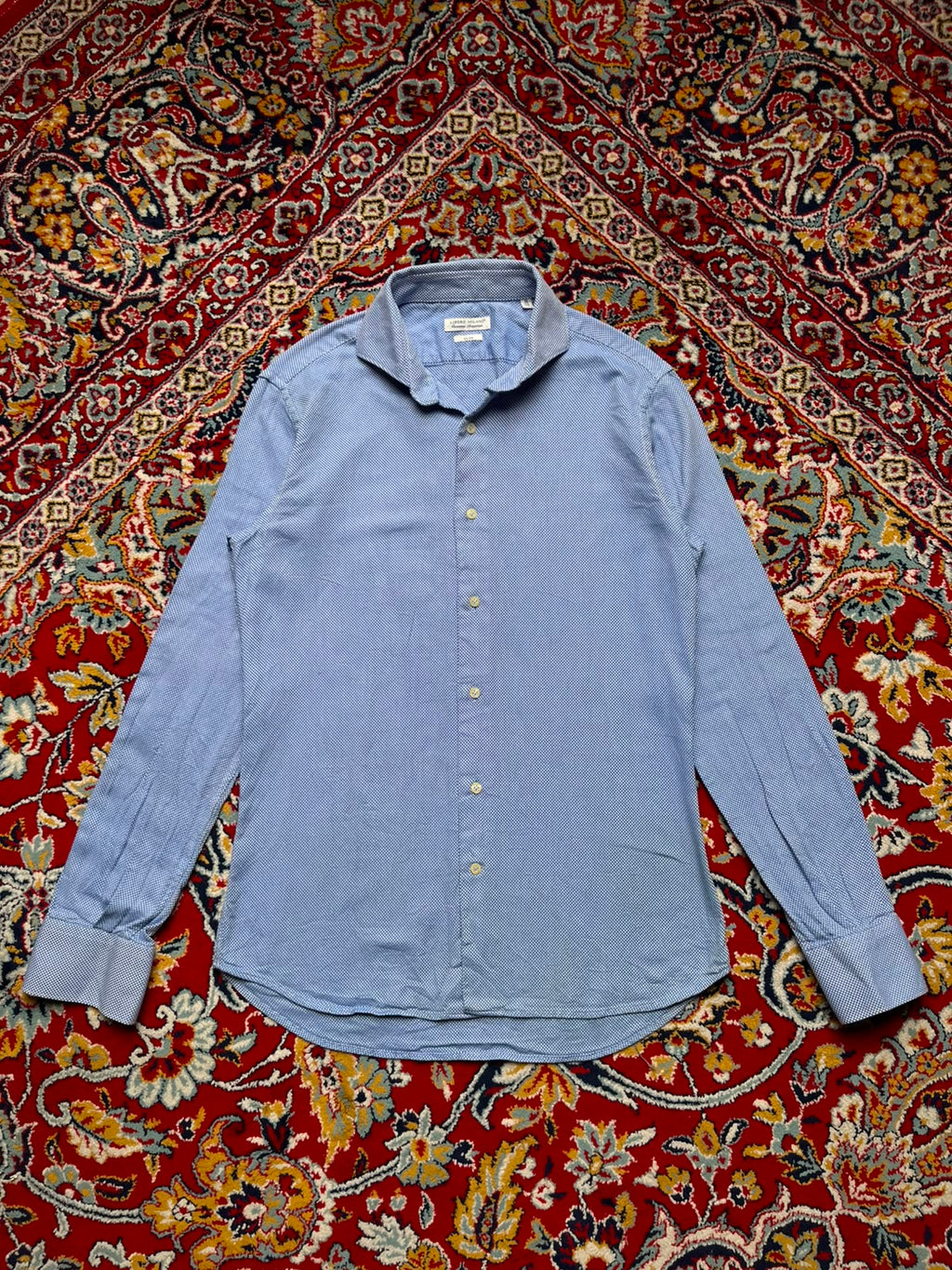 LIBERO MILANO SLIM FIT JACQUARD TEXTURED BUTTON DOWN SHIRT - M