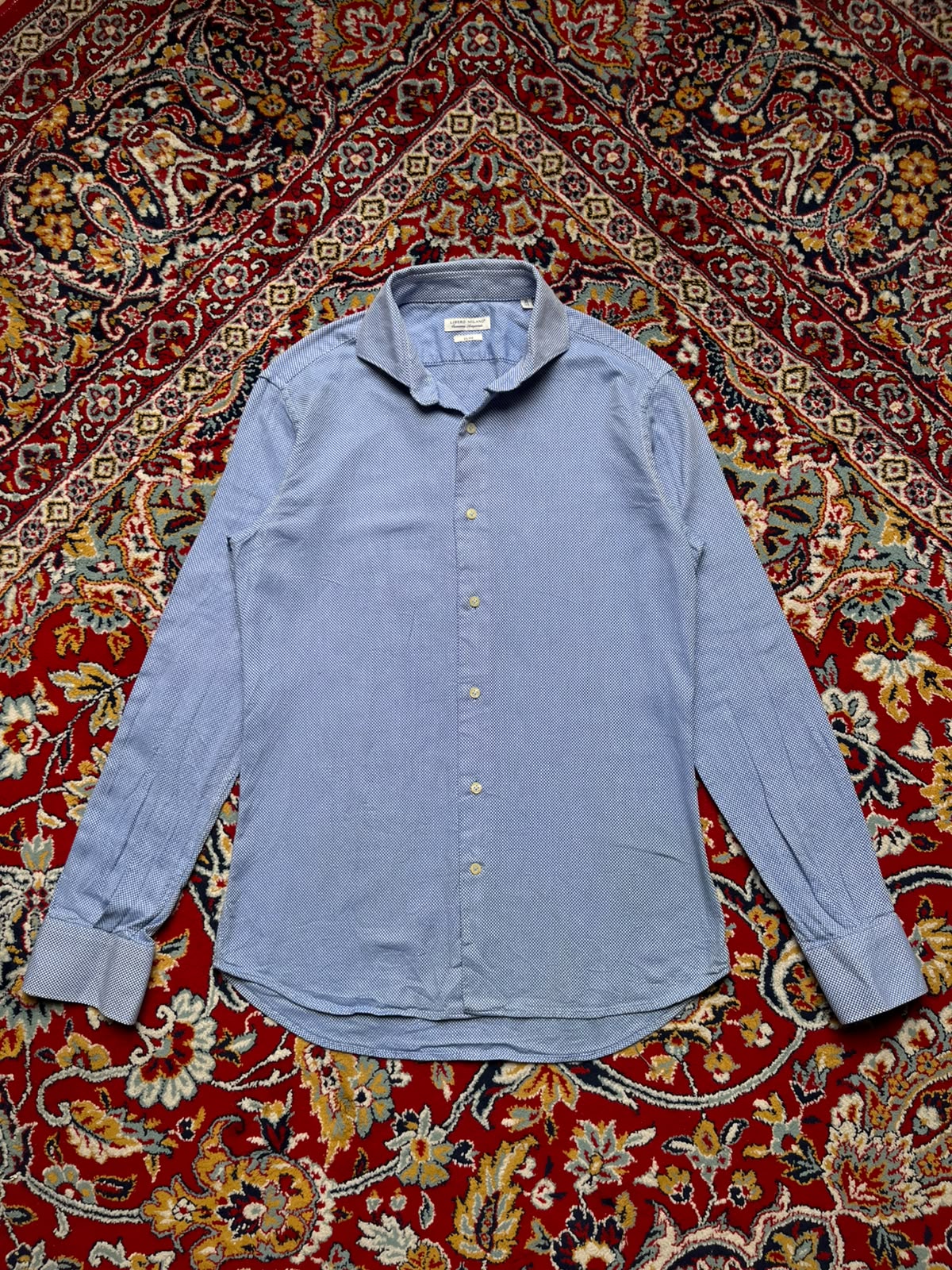 LIBERO MILANO SLIM FIT JACQUARD TEXTURED BUTTON DOWN SHIRT - M